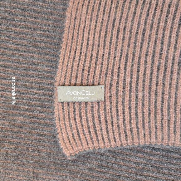 Avon Celli Cashmere Scarf Ribbed Brown & Black - Picture 3 of 9